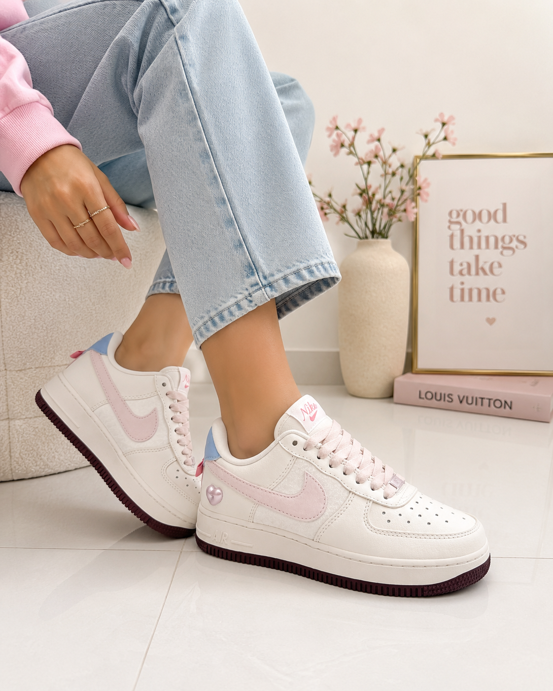 Nike Air Force 1 Custom Corazón Rosa